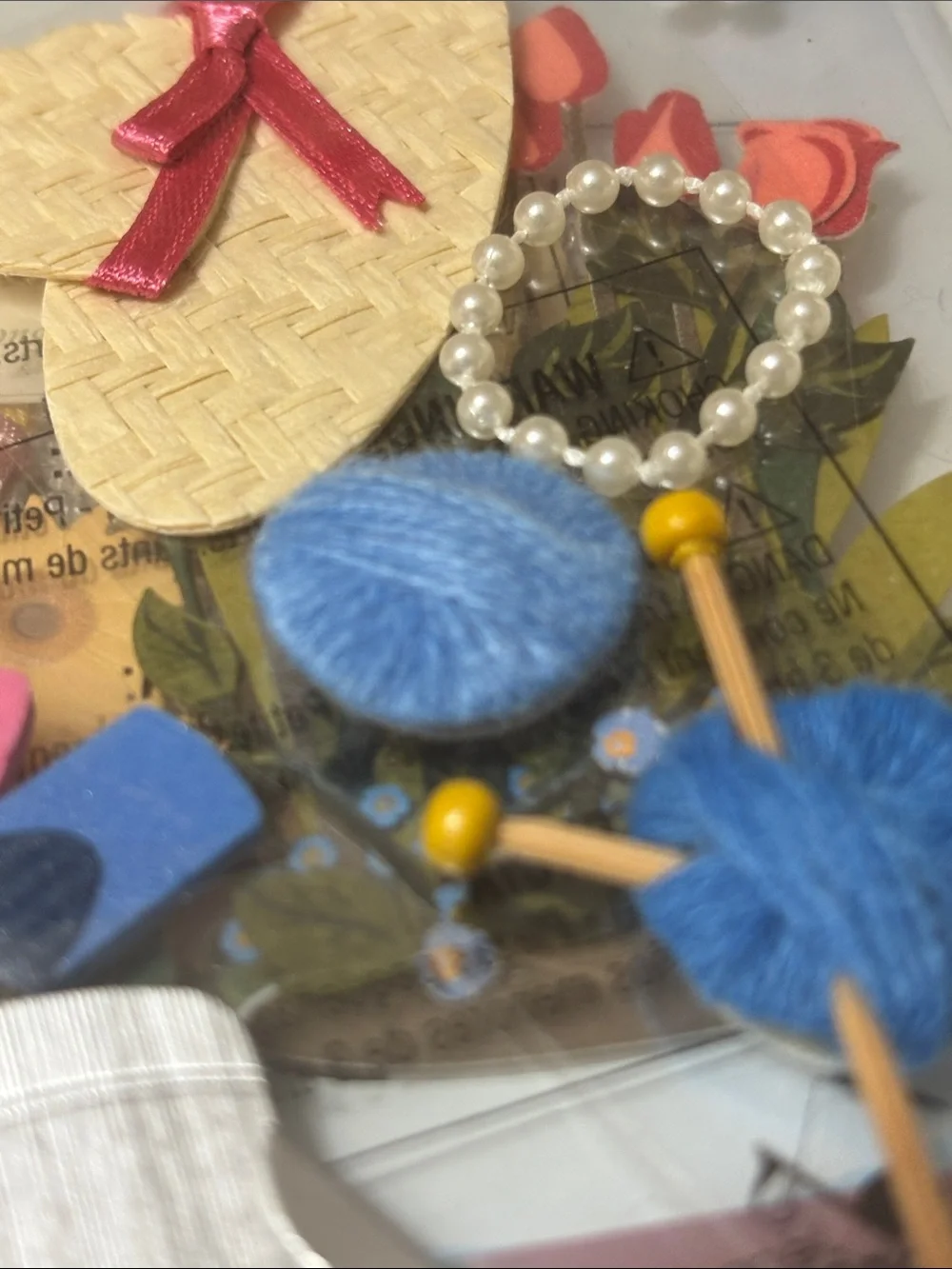 JOLEE’S Boutique Flower Embellishment Knitting Straw hat Grandma Embellishment